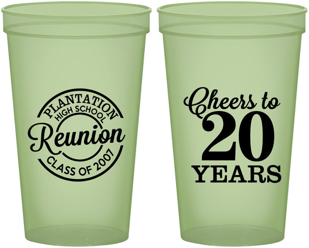 Custom Class Reunion 22 oz Glow In The Dark Cups - Class Of 2007 20 Year | 140021