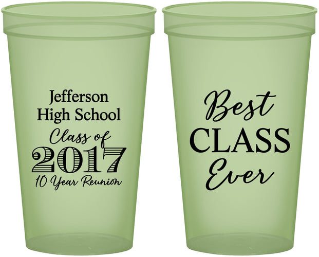 Custom Class Reunion 22 oz Glow In The Dark Cups - Class Of 2017 10 Year | 140025