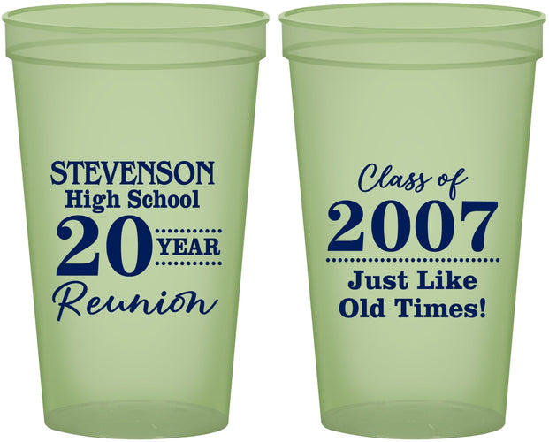 Custom Class Reunion 22 oz Glow In The Dark Cups - Class Of 2007 20 Year | 140026