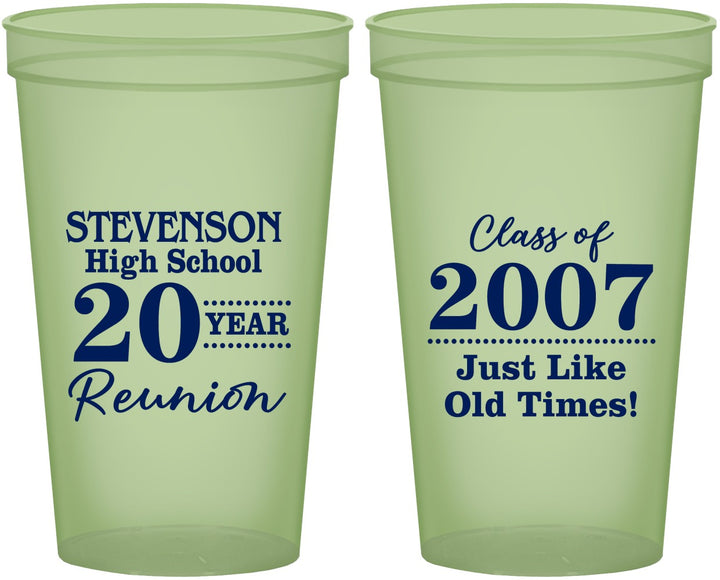 Custom Class Reunion 22 oz Glow In The Dark Cups - Class Of 2007 20 Year | 140026