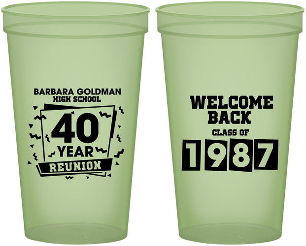 Custom Class Reunion 22 oz Glow In The Dark Cups - Class Of 1987 40 Year | 140028