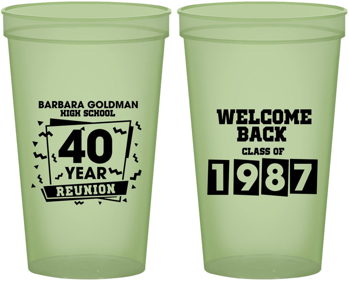 Custom Class Reunion 22 oz Glow In The Dark Cups - Class Of 1987 40 Year | 140028