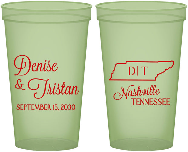 Custom Wedding 22 oz Glow In The Dark Cups - Tennessee | 141