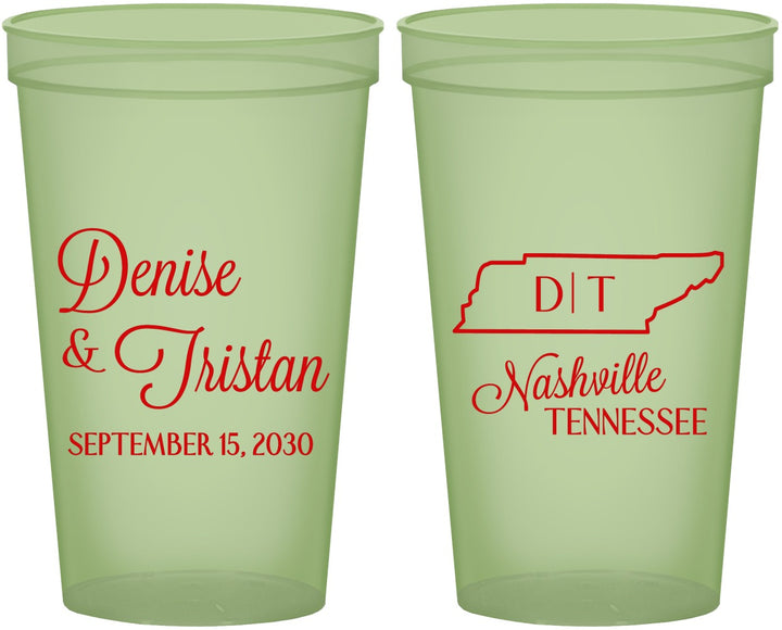 Custom Wedding 22 oz Glow In The Dark Cups - Tennessee | 141