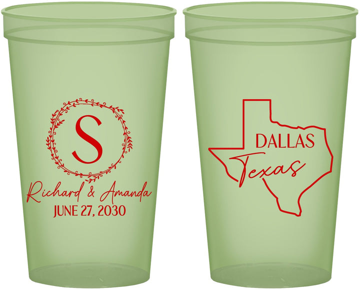 Custom Wedding 22 oz Glow In The Dark Cups - Texas | 142