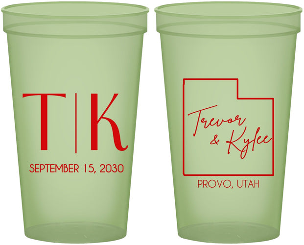 Custom Wedding 22 oz Glow In The Dark Cups - Utah | 143