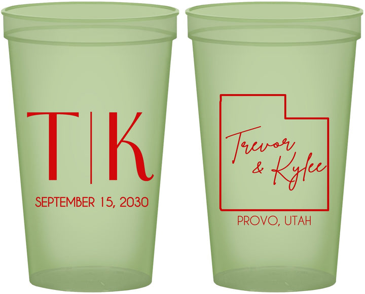 Custom Wedding 22 oz Glow In The Dark Cups - Utah | 143