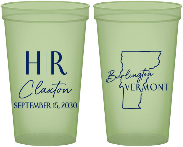 Custom Wedding 22 oz Glow In The Dark Cups - Vermont | 144