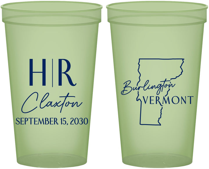 Custom Wedding 22 oz Glow In The Dark Cups - Vermont | 144