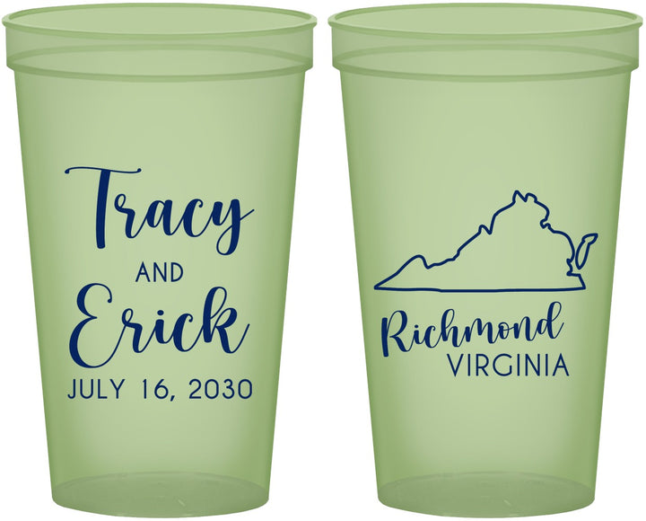 Custom Wedding 22 oz Glow In The Dark Cups - Virginia | 145