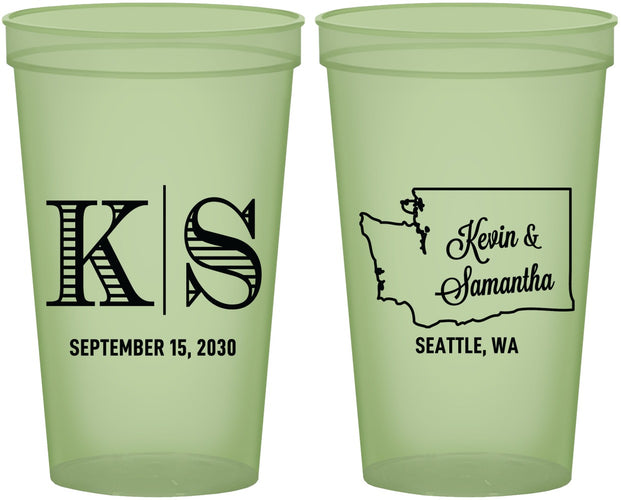Custom Wedding 22 oz Glow In The Dark Cups - Washington | 146