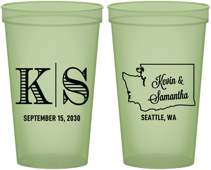 Custom Wedding 22 oz Glow In The Dark Cups - Washington | 146