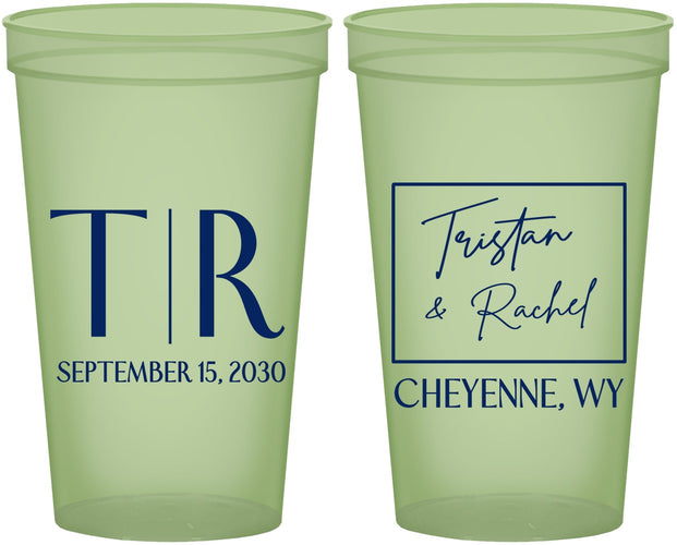 Custom Wedding 22 oz Glow In The Dark Cups - Wyoming | 149