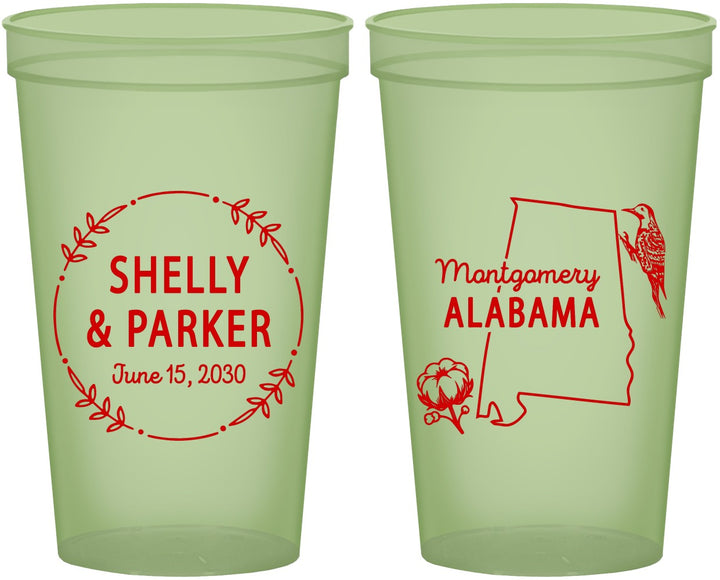 Custom Wedding 22 oz Glow In The Dark Cups - Alabama | 150
