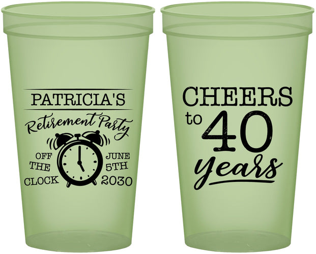 Custom Retirement 22 oz Glow In The Dark Cups - Off The Clock | 150000