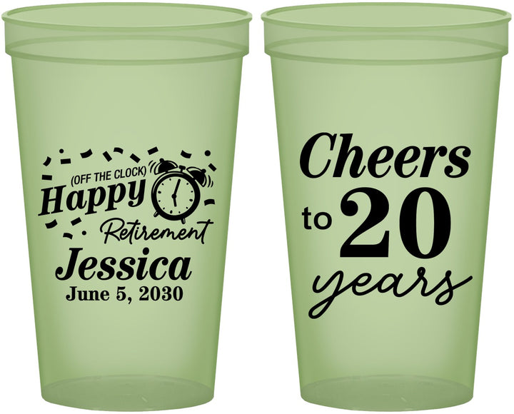 Custom Retirement 22 oz Glow In The Dark Cups - Off The Clock | 150001