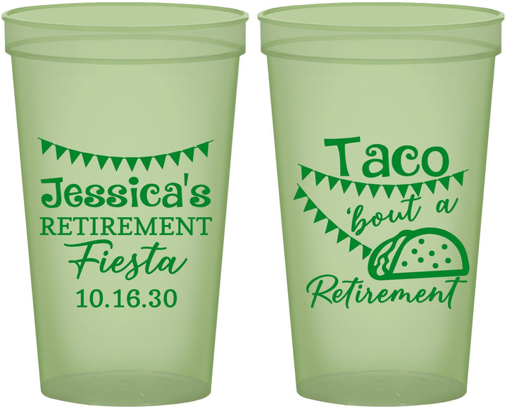 Custom Retirement 22 oz Glow In The Dark Cups - Taco Bout A Retirement | 150002