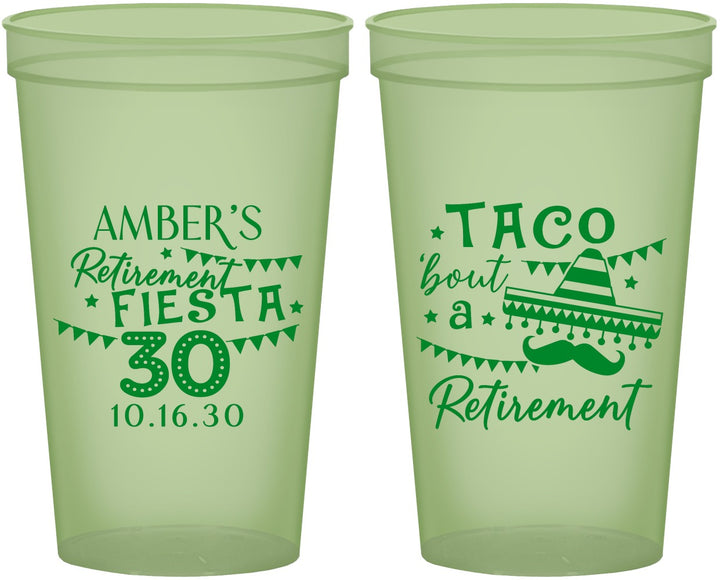 Custom Retirement 22 oz Glow In The Dark Cups - Taco Bout A Retirement | 150003