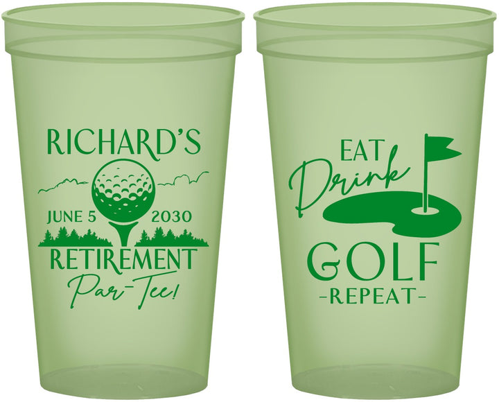 Custom Retirement 22 oz Glow In The Dark Cups - Eat Drink Golf Repeat | 150006