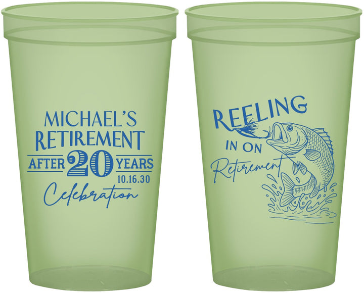 Custom Retirement 22 oz Glow In The Dark Cups - Fishing Reeling In | 150007