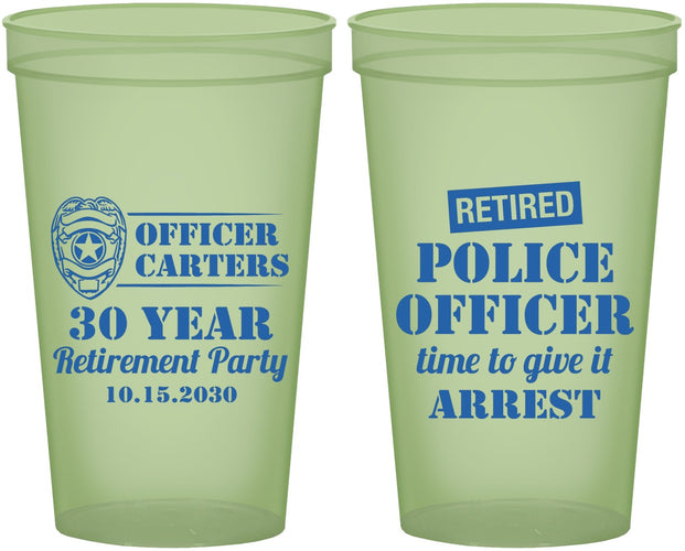 Custom Retirement 22 oz Glow In The Dark Cups - Police Officer | 150010
