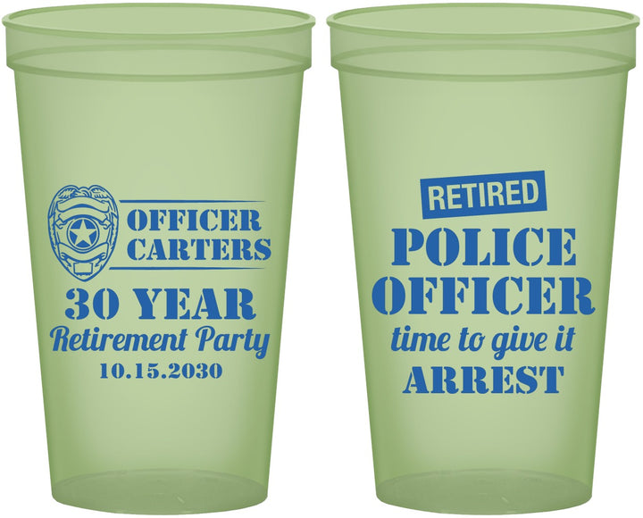 Custom Retirement 22 oz Glow In The Dark Cups - Police Officer | 150010