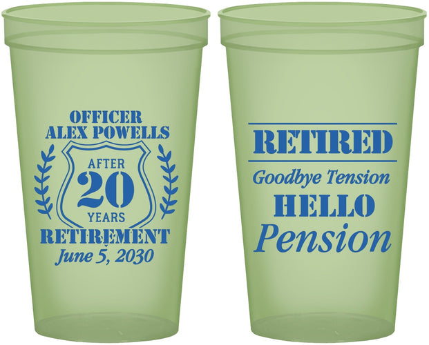Custom Retirement 22 oz Glow In The Dark Cups - Police Officer | 150011