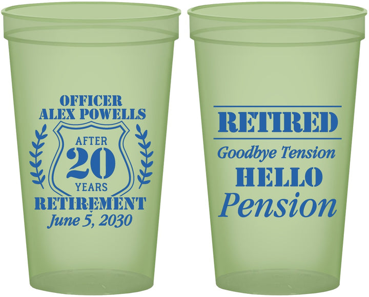 Custom Retirement 22 oz Glow In The Dark Cups - Police Officer | 150011