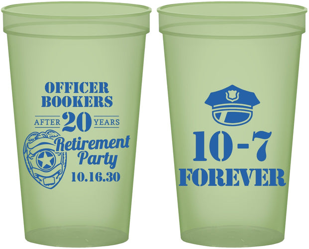 Custom Retirement 22 oz Glow In The Dark Cups - Police Officer | 150012