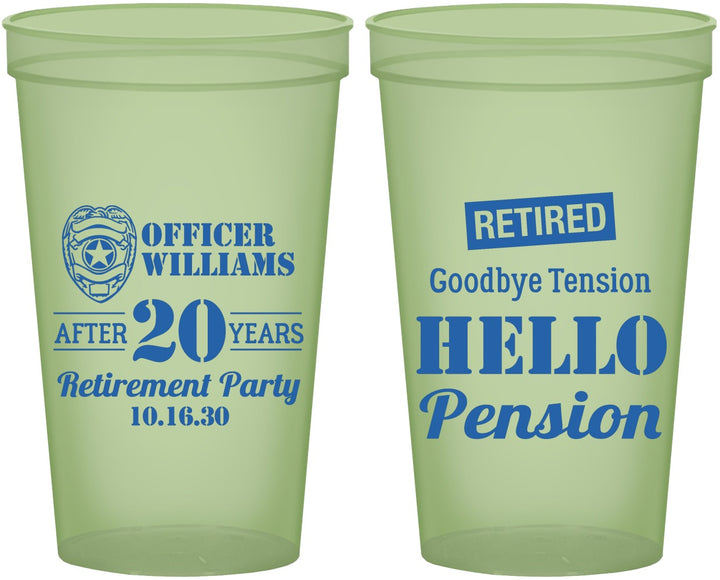 Custom Retirement 22 oz Glow In The Dark Cups - Police Officer | 150013