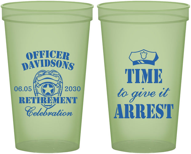 Custom Retirement 22 oz Glow In The Dark Cups - Police Officer | 150014