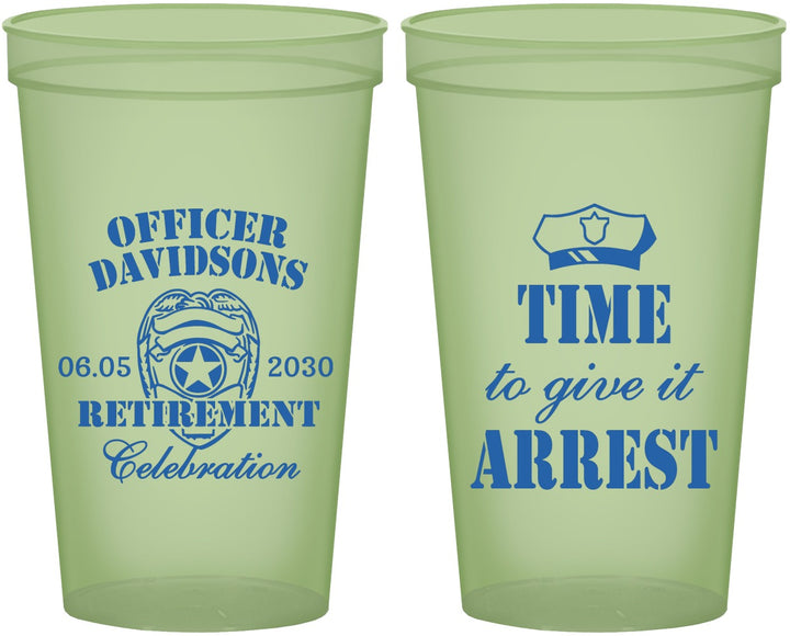 Custom Retirement 22 oz Glow In The Dark Cups - Police Officer | 150014