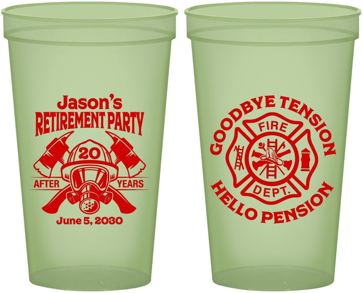 Custom Retirement 22 oz Glow In The Dark Cups - Firefighter | 150015
