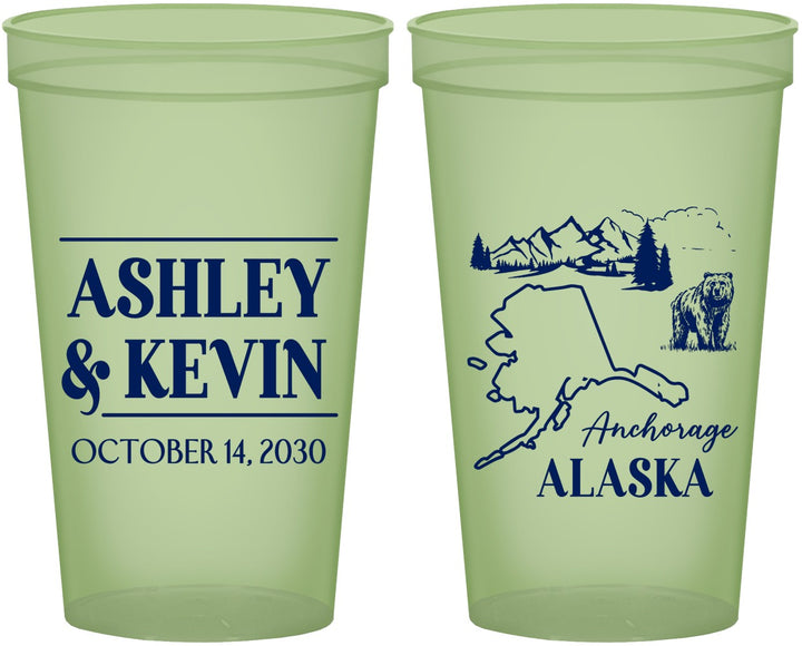Custom Wedding 22 oz Glow In The Dark Cups - Alaska | 151