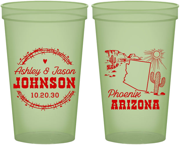 Custom Wedding 22 oz Glow In The Dark Cups - Arizona | 152