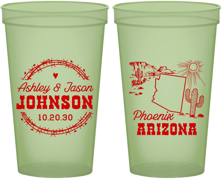 Custom Wedding 22 oz Glow In The Dark Cups - Arizona | 152