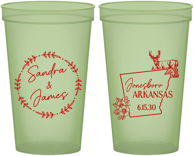 Custom Wedding 22 oz Glow In The Dark Cups - Arkansas | 153