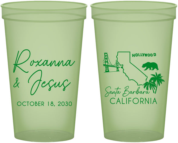 Custom Wedding 22 oz Glow In The Dark Cups - California | 154