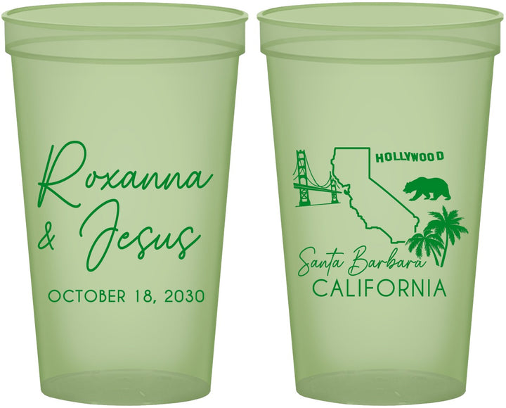 Custom Wedding 22 oz Glow In The Dark Cups - California | 154