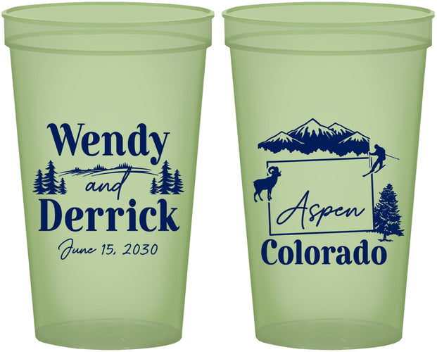 Custom Wedding 22 oz Glow In The Dark Cups - Colorado | 155
