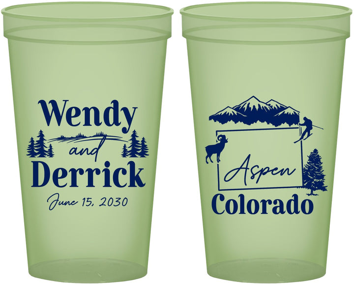 Custom Wedding 22 oz Glow In The Dark Cups - Colorado | 155