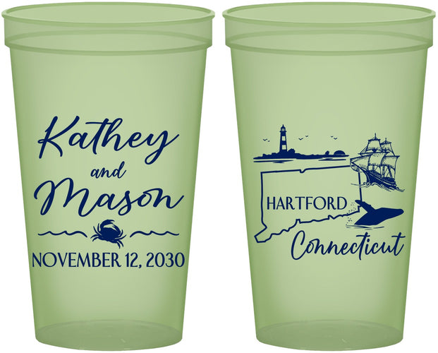 Custom Wedding 22 oz Glow In The Dark Cups - Connecticut | 156