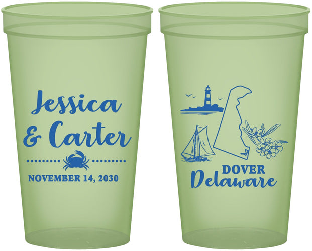 Custom Wedding 22 oz Glow In The Dark Cups - Delaware | 157