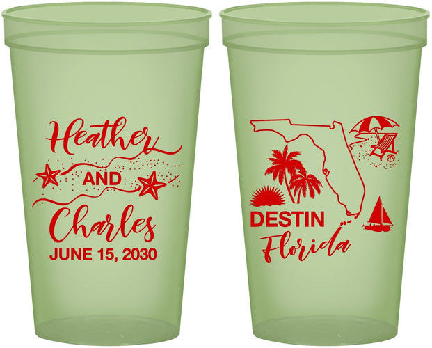 Custom Wedding 22 oz Glow In The Dark Cups - Florida | 158
