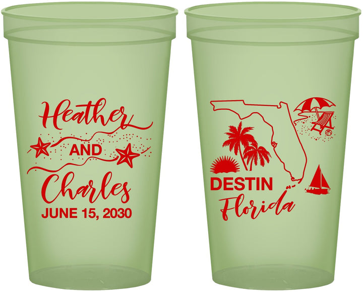 Custom Wedding 22 oz Glow In The Dark Cups - Florida | 158