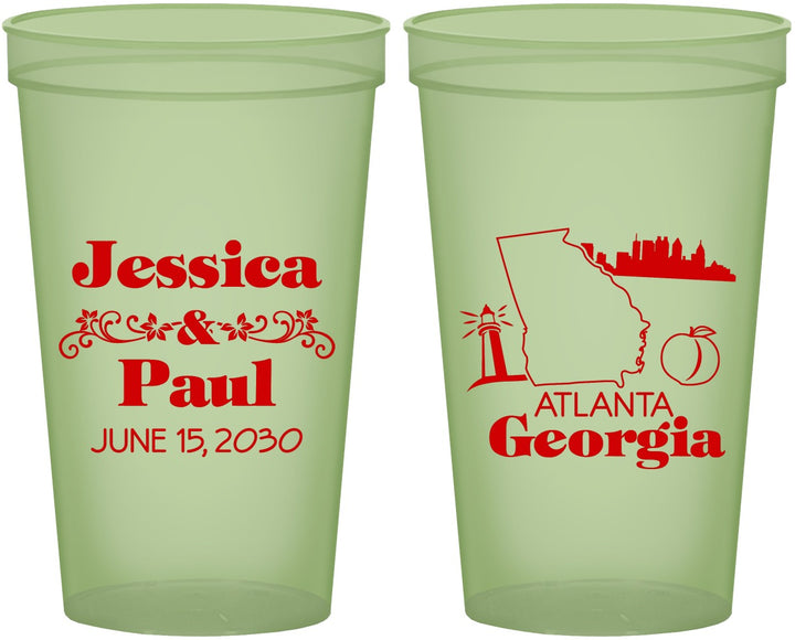 Custom Wedding 22 oz Glow In The Dark Cups - Georgia | 159