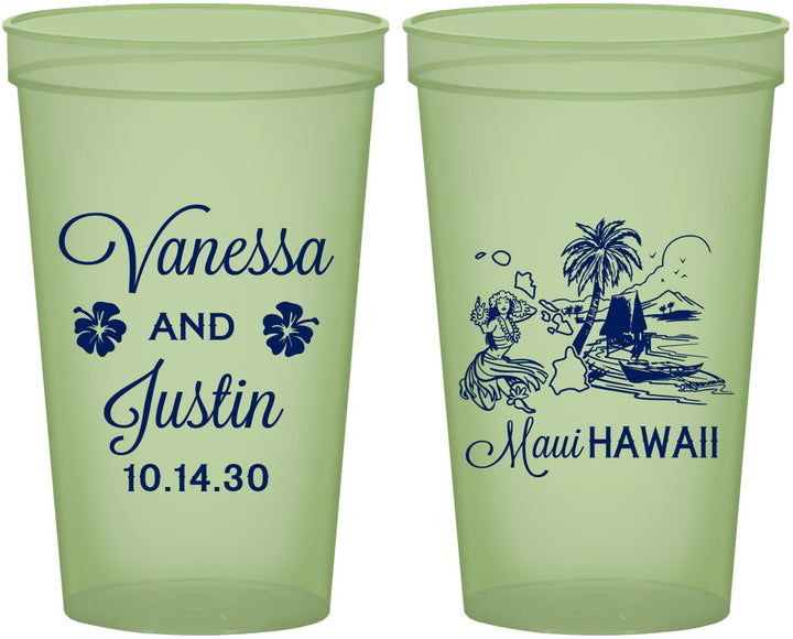 Custom Wedding 22 oz Glow In The Dark Cups - Hawaii | 160