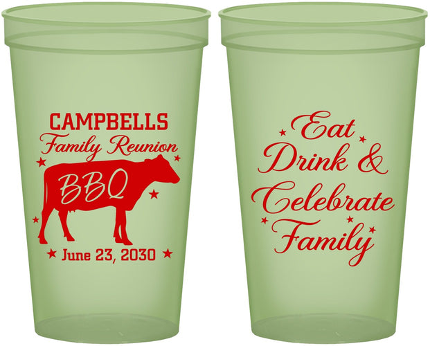 Custom Family Reunion 22 oz Glow In The Dark Cups - Bbq Eat Drink | 160004