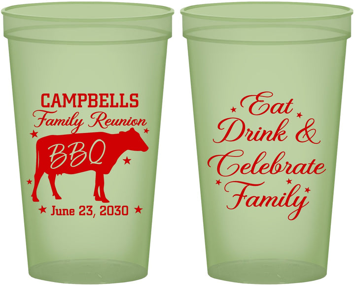 Custom Family Reunion 22 oz Glow In The Dark Cups - Bbq Eat Drink | 160004