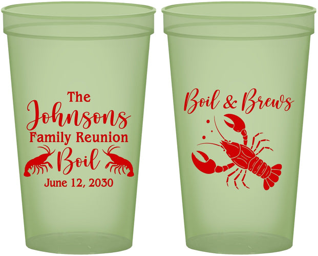 Custom Family Reunion 22 oz Glow In The Dark Cups - Crawfish Boil | 160005